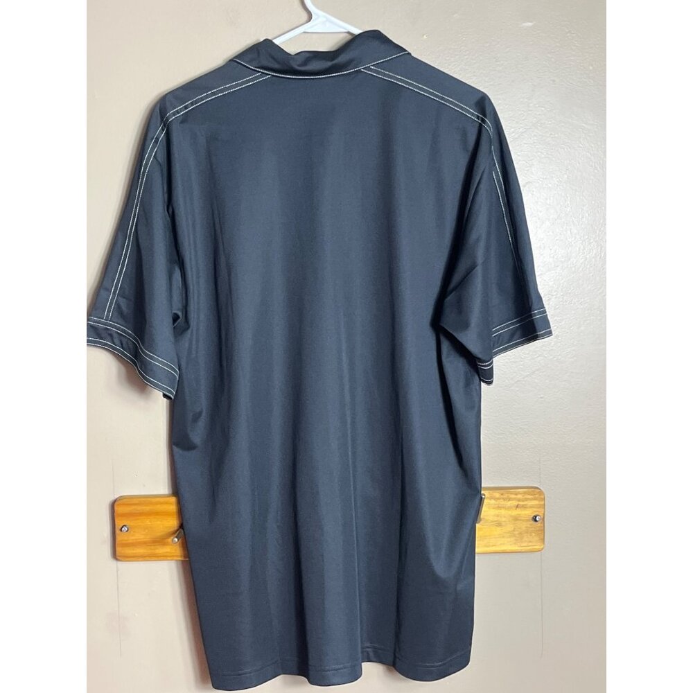Sport-Tek Black Shirt Henley Sport Wick Polo Short Sleeve Casual Mens Size L - Picture 2 of 7